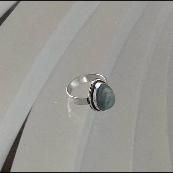 Sterling Silver Larimar Teardrop Ring - Picture 14 of 15